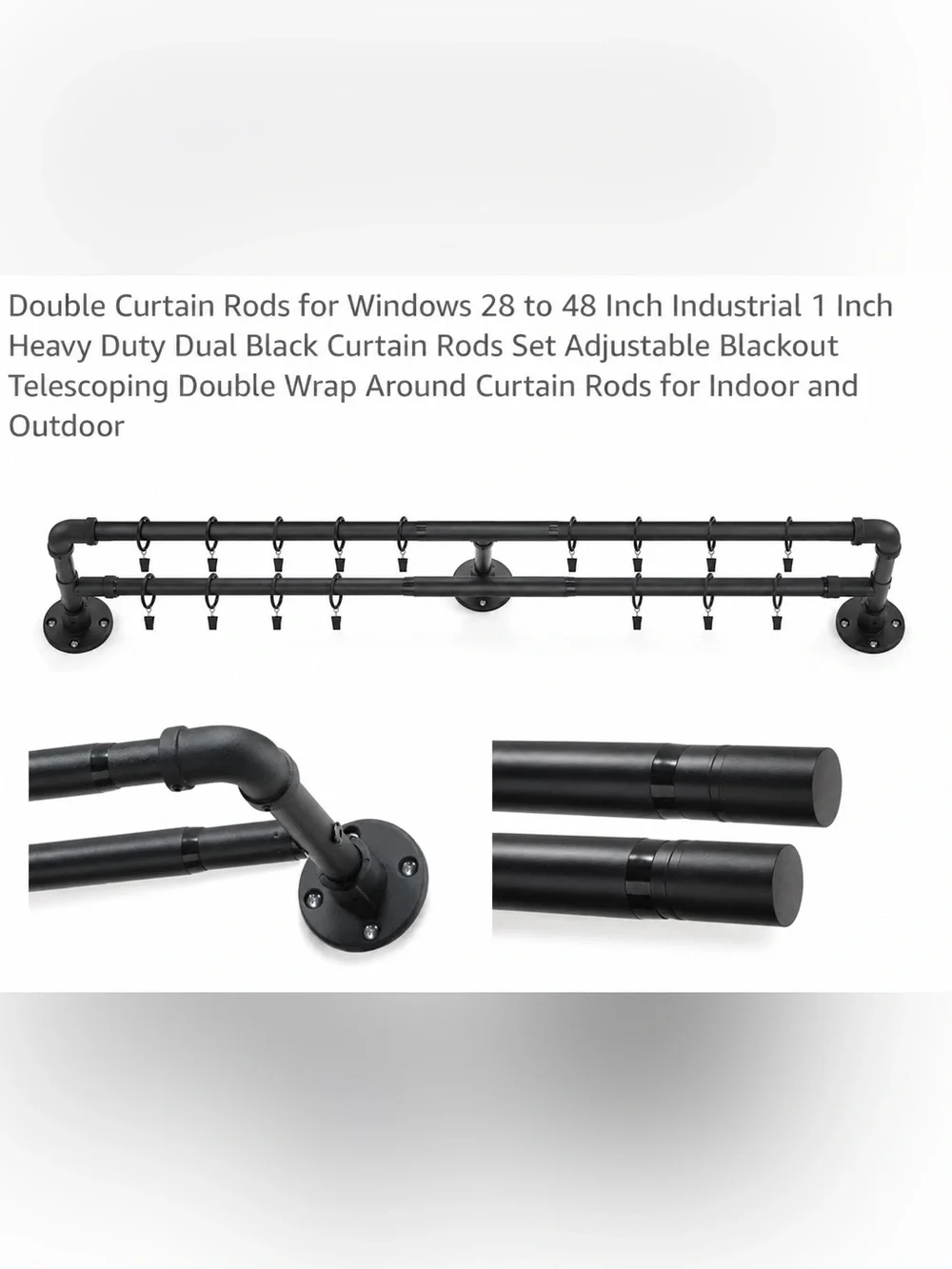 Dual Black Curtain Rod